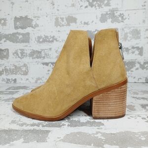 New Bp Brynne Beige Block Heel Zip Up Ankle Boots H636